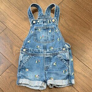 Gap Denim Floral Embroidered Denim Overalls for Kids Size 2T